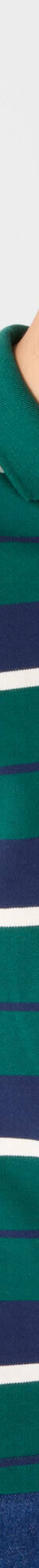Polo rayée maille piquée manches longues (vert bouteille) Polo rayée maille piquée manches longues (vert bouteille)